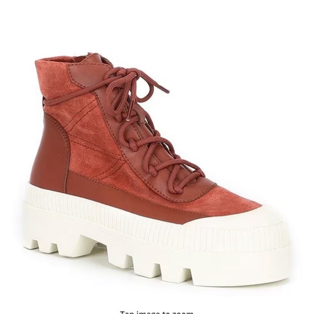 Gianni Bini Red and White Combat Boots